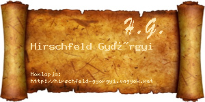 Hirschfeld Györgyi névjegykártya